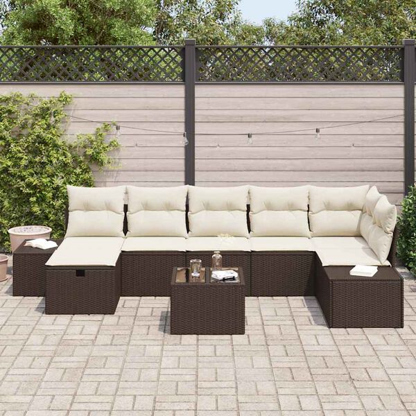 vidaXL Sofa Set mit Kissen 8 pcs Poly-Rattan