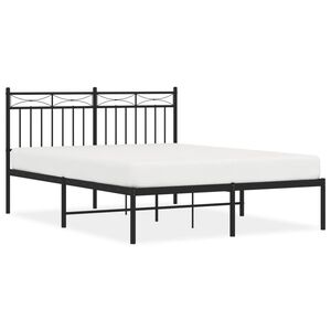 vidaXL Bettgestell mit Kopfteil Metall Schwarz 135x190 cm