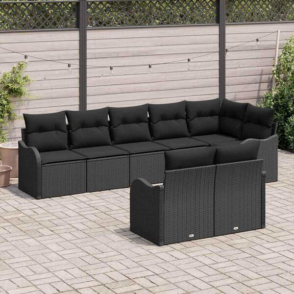 vidaXL Gartensofa-set mit Speicher 8 pcs Schwarz Poly-Rattan