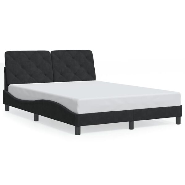 vidaXL Bettgestell mit LED ohne Matratze Schwarz 120x200 cm Samt