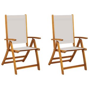 vidaXL Gartenst&uuml;hle 2 Stk. Klappbar Massivholz Akazie und Textilene