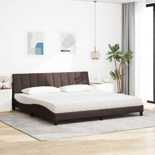 vidaXL Bett mit Matratze "Hanko" Dunkelbraun 200x200 cm Stoff