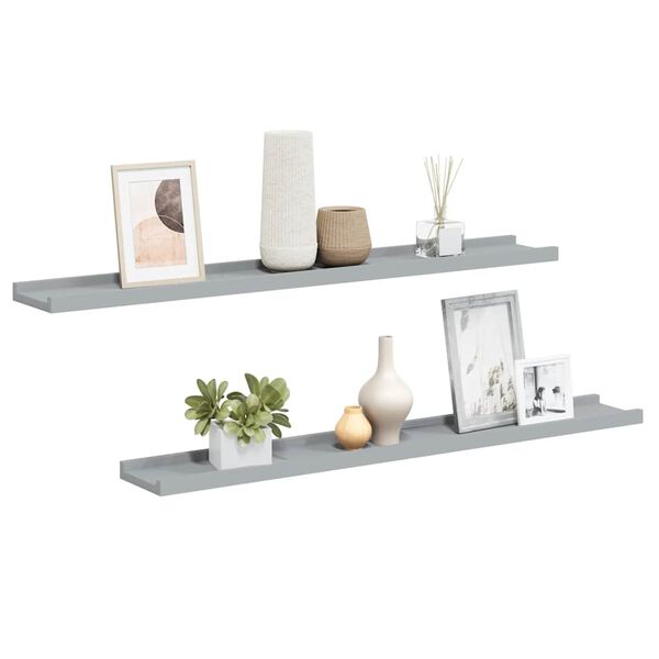 vidaXL Bilderleisten 2 Stk. Grau 80x9x3 cm MDF