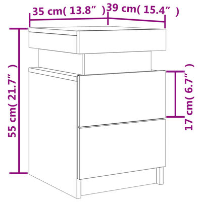 vidaXL Nachttische mit LED-Leuchten 2 Stk. Sonoma Eiche 35x39x55 cm