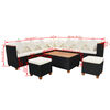 vidaXL 7-tlg. Garten-Lounge-Set mit Auflagen Poly Rattan Schwarz