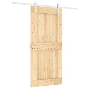 vidaXL Schiebet&uuml;r Nat&uuml;rlich und Wei&szlig; 95 x 210 cm Massivkiefer