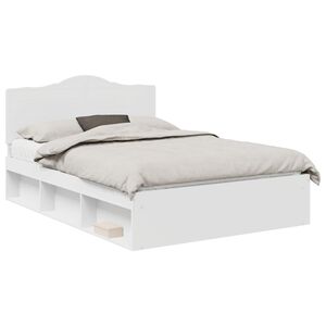 vidaXL Bettrahmen mit Kopfteil Wei&szlig; 140 x 190 cm Massives Kiefernholz