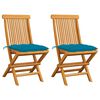 vidaXL Gartenst&uuml;hle mit Hellblauen Kissen 2 Stk. Massivholz Teak