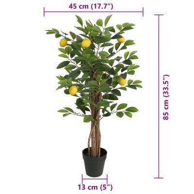 vidaXL Zitronenbaum Künstlich mit 3 Stämmen Grün 85 cm PP