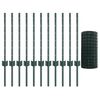 vidaXL Zaun mit Pfosten Gr&uuml;n 0,6 x 25 m Stahl und PVC