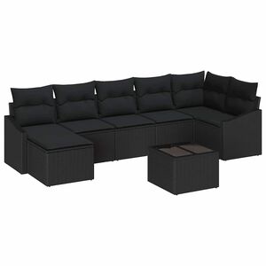 vidaXL Sofa Set mit Kissen 8 pcs Schwarz Poly Rattan