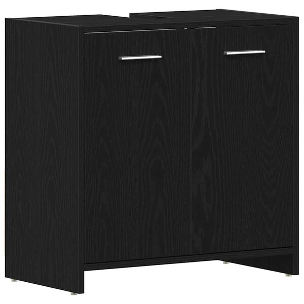 vidaXL Waschbeckenunterschrank Schwarz Eichen-Optik 60x33x60 cm