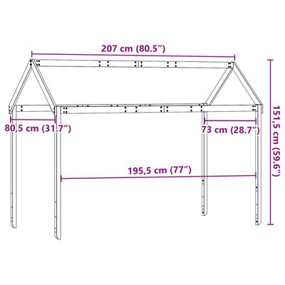 vidaXL Dach für Kinderbett Wachsbraun 207x80,5x151,5 cm Massivholz