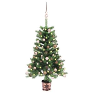 vidaXL K&uuml;nstlicher Weihnachtsbaum mit Beleuchtung & Kugeln 90 cm Gr&uuml;n