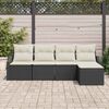 vidaXL Sofa Set mit Kissen 5 pcs Schwarz Poly-Rattan
