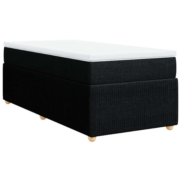 vidaXL Boxspringbett mit Matratze Schwarz 90x190 cm Stoff