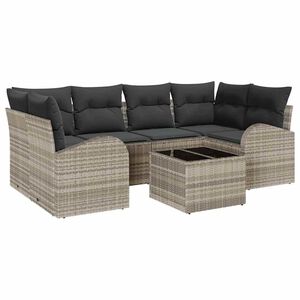 vidaXL Gartensofa-set 7 stk. Hellgrau Poly-Rattan