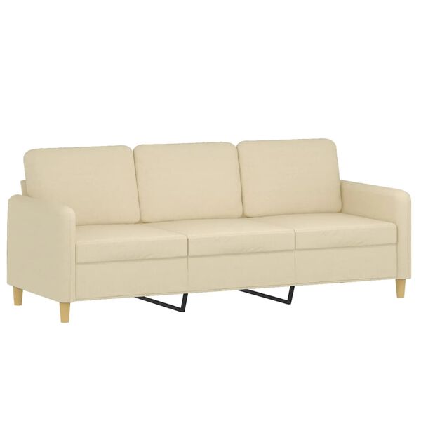 vidaXL 3-Sitzer-Sofa mit Zierkissen Creme 180 cm Stoff