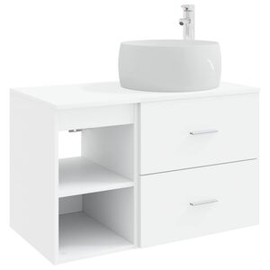 vidaXL Badezimmerm&ouml;bel-Set 2 stk. Wei&szlig; Holzwerkstoff