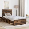 vidaXL Bettrahmen Ger&auml;ucherte Eiche 90 x 200 cm Massives Kiefernholz