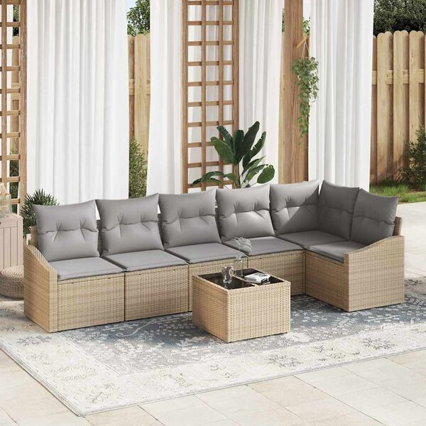 vidaXL Garten Essgruppe mit Kissen 7 pcs Beige und Hellgrau