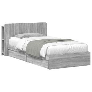 vidaXL Bettgestell mit Stauraum Grau Sonoma 90 x 200 cm Holzwerkstoff