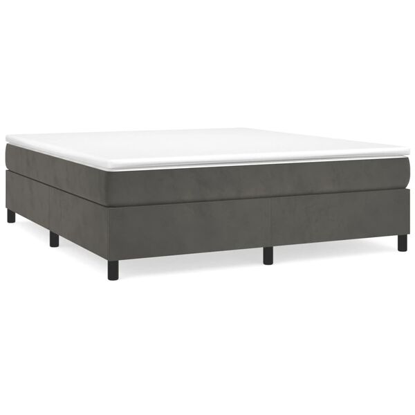 vidaXL Boxspringbett mit Matratze Dunkelgrau 200x200 cm Samt