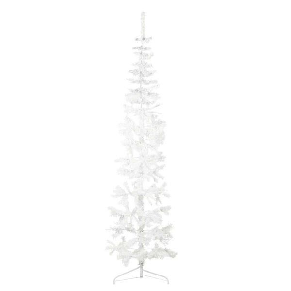 vidaXL Künstlicher Halb-Weihnachtsbaum mit Ständer Schlank Weiß 240 cm