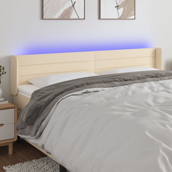 vidaXL LED Kopfteil Creme 183x16x78/88 cm Stoff