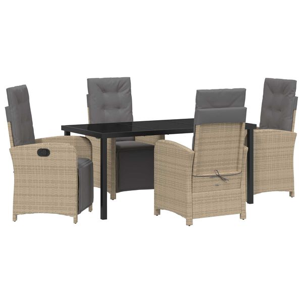 vidaXL Garten Essgruppe mit Kissen 5 pcs Beige Poly-Rattan