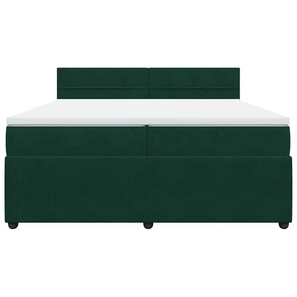 vidaXL Boxspringbett mit Matratze Dunkelgr&uuml;n 200x200 cm Samt