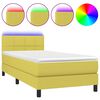 vidaXL Boxspringbett mit Matratze & LED Gr&uuml;n 90x200 cm Stoff