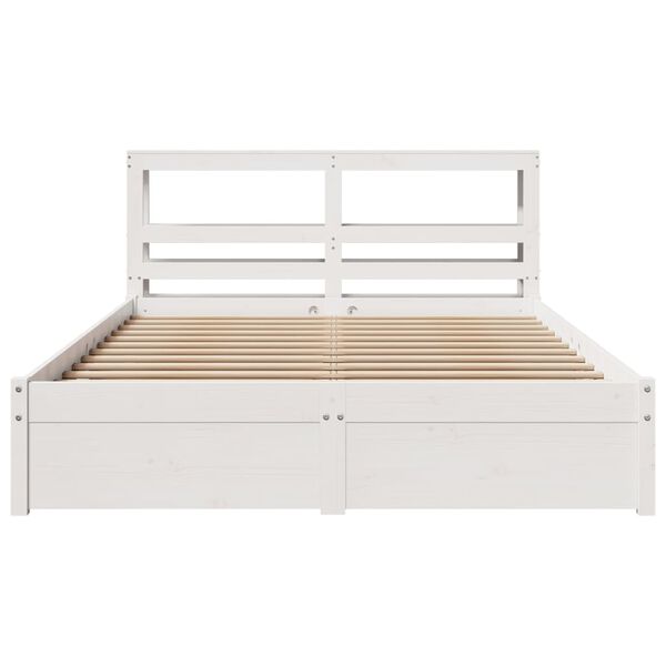 vidaXL Bettgestell mit Kopfteil ohne Matratze Wei&szlig; 135x190 cm
