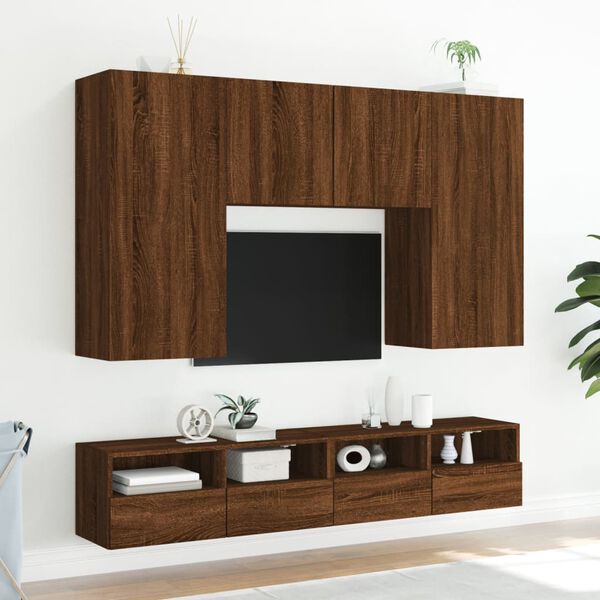 vidaXL TV-Wandschr&auml;nke 2 Stk. Braun Eiche-Optik 80x30x30 cm