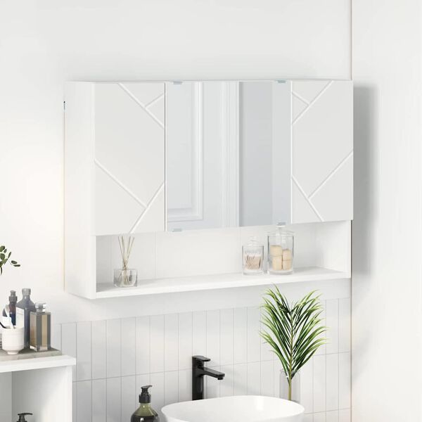 vidaXL Spiegelschrank Wandmontiert Wei&szlig; 80 x 17 x 55 cm Holzwerkstoff