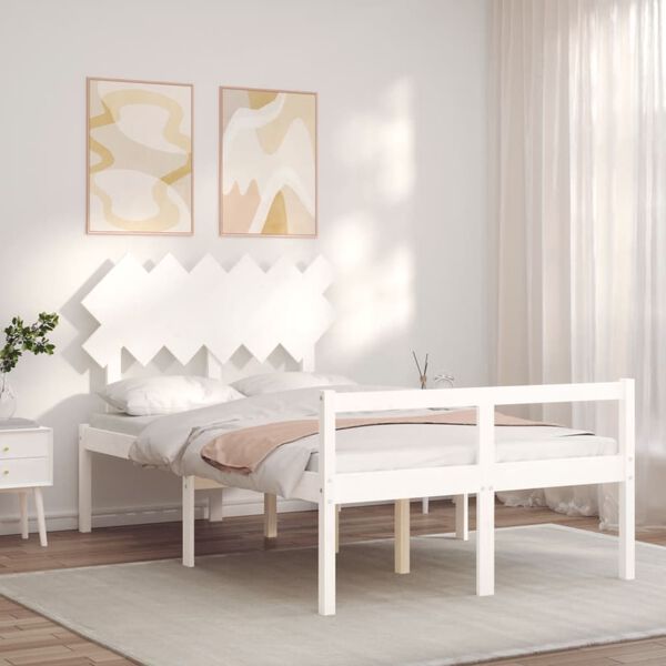 vidaXL Seniorenbett mit Kopfteil 120x200 cm Wei&szlig; Massivholz