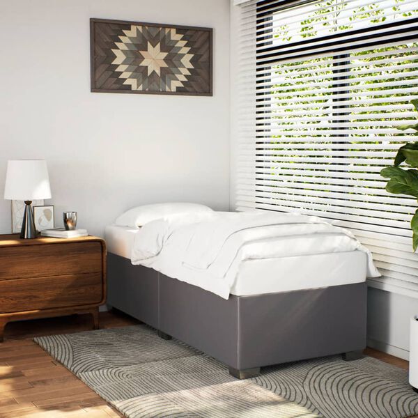 vidaXL Bettgestell Grau 90x190 cm Kunstleder