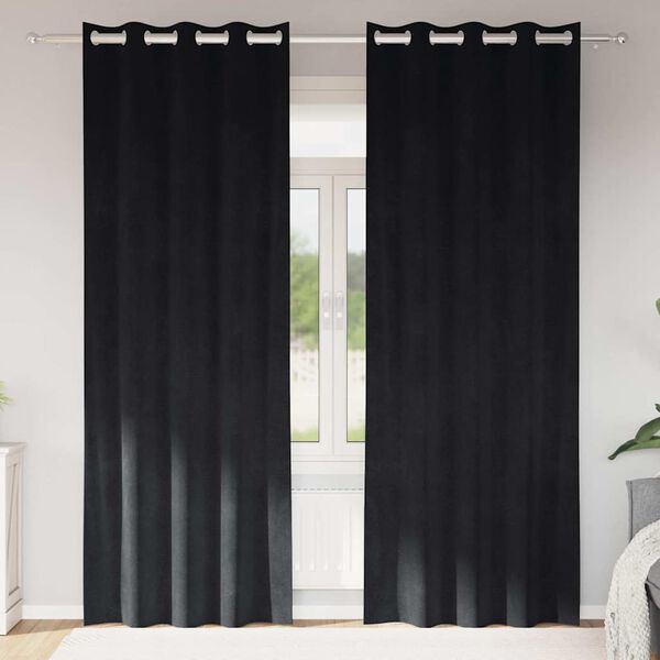 vidaXL Verdunkelungsvorh&auml;nge 2 pcs Schwarz 140 x 260 cm Samt