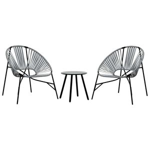 vidaXL Gartenstuhl-Set 3-tlg. Schwarz und Hellgrau Poly Rattan