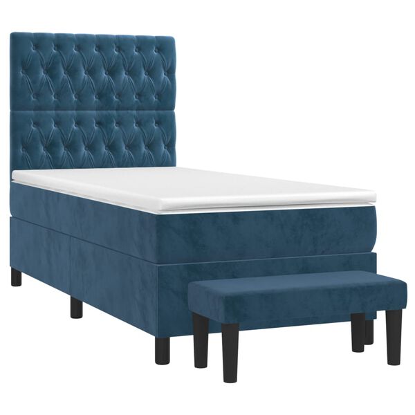 vidaXL Boxspringbett mit Matratze Dunkelblau 80x200 cm Samt
