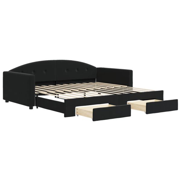 vidaXL Tagesbett Ausziehbar mit Schubladen Schwarz 100x200 cm Samt