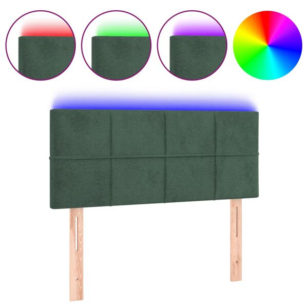 vidaXL LED Kopfteil Dunkelgr&uuml;n 80x5x78/88 cm Samt