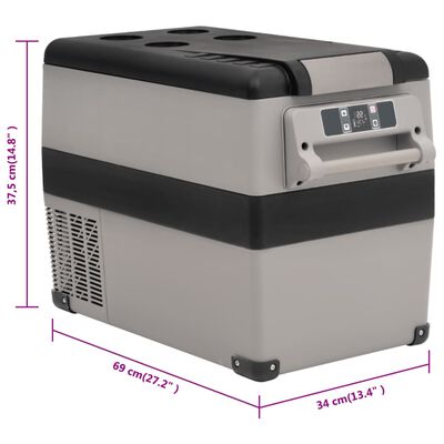 vidaXL Kühlbox mit Griff und Adapter Schwarz und Grau 35 L PP & PE