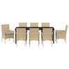 vidaXL Garten Essgruppe mit Kissen 9 pcs Beige Poly-Rattan