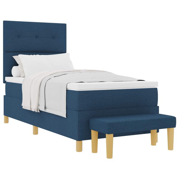 vidaXL Boxspringbett mit Matratze mit Kopfteil Blau 90 x 190 cm Stoff