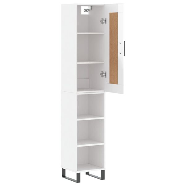 vidaXL Highboard Hochglanz-Wei&szlig; 34,5x34x180 cm Holzwerkstoff