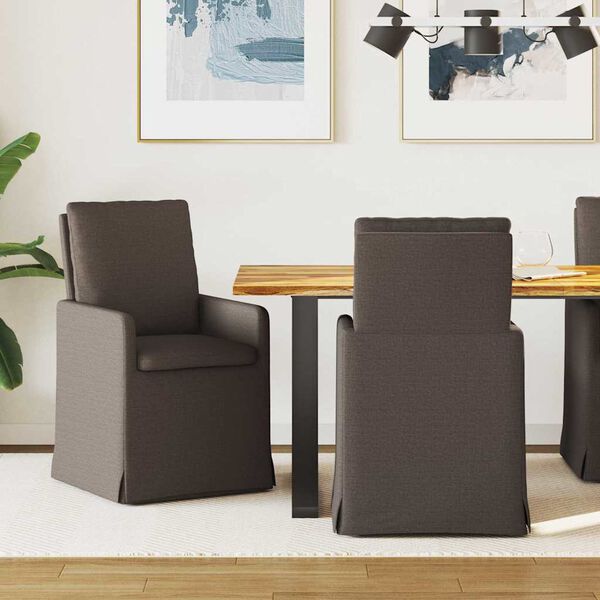 vidaXL Esszimmerst&uuml;hle 2 pcs Dunkelgrau 57 x 67 x 98 cm Leinen