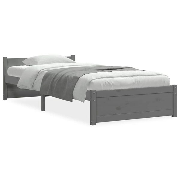 vidaXL Massivholzbett Grau 75x190 cm
