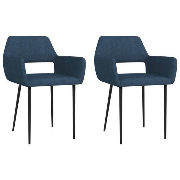 vidaXL Esszimmerst&uuml;hle 2 Stk. Blau Stoff