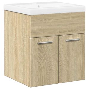 vidaXL 2-tlg. Badm&ouml;bel-Set Sonoma-Eiche Holzwerkstoff